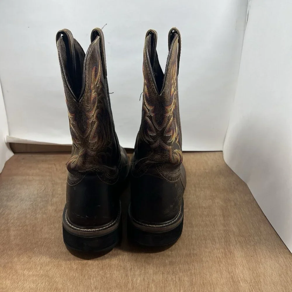 Justin Original Workboots Boots Mens Size 11.5 Brown Steel Toe Square Toe WK4682